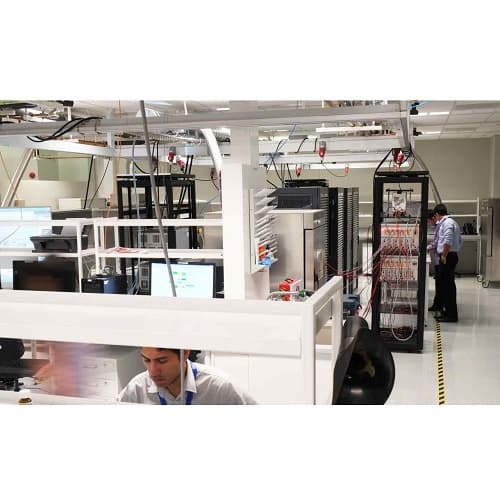 TUMCREATE scientists work in the new battery laboratory at CREATE's Research wing.