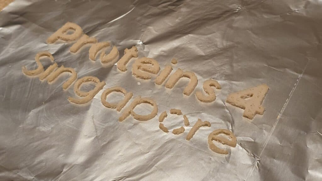 Proteins 4 Singapore lettering 3D-printed in soy-based edible ink